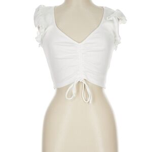 Zara White Ruched Crop Top